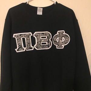 New Pi Phi stitched letters crewneck